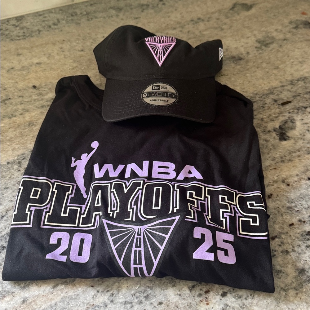 New Era Golden State Valkyries Logo 9TWENTY Hat Black & WNBA Playoffs L shirt